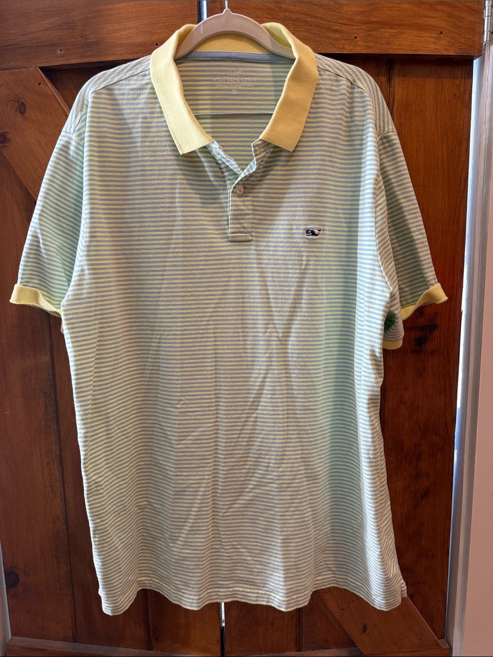 Vineyard Vines Light Blue & Yellow Striped Polo